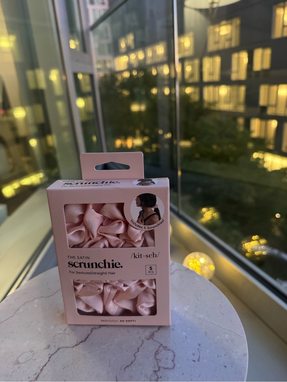 Kitsch Satin Scrunchie 5 Pack - Peachy Blush